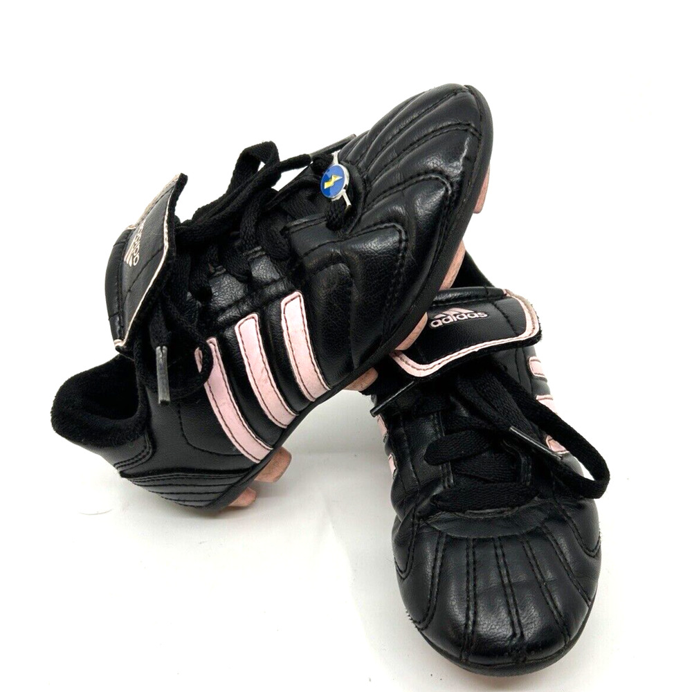 ADIDAS Kids Soccer Cleats Size 11K Black Pink Lace Up